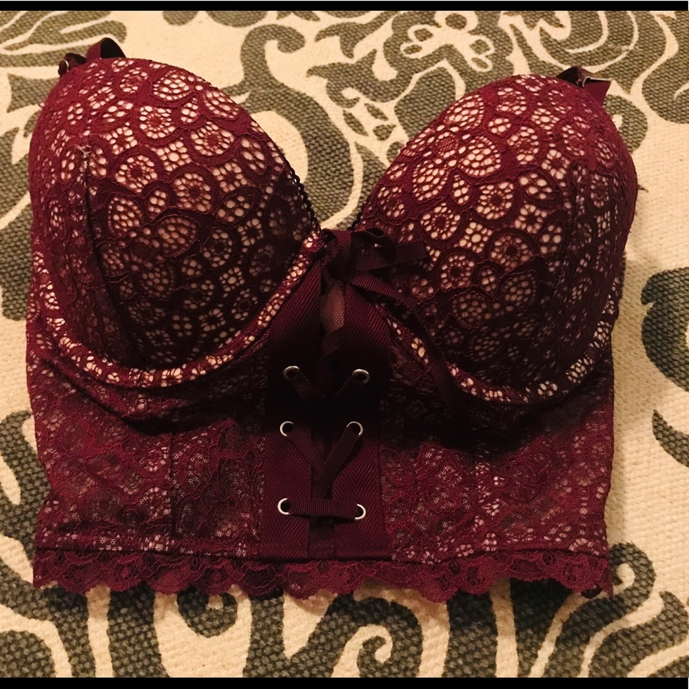 Victoria’s Secret Bra Bustier 32E 32DD maroon NWT